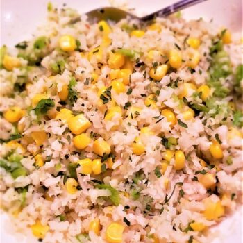 cauliflower rice with corn and green chiles